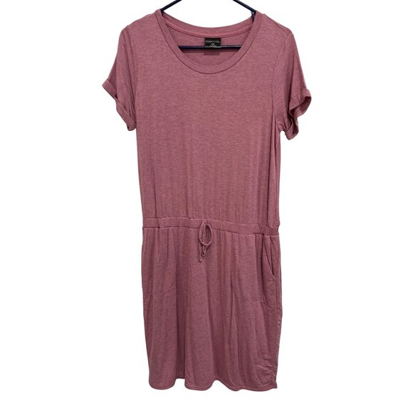 32 Degrees Cool Dress Size Medium Short Sleeve Drawstring Waist Pink Athleisure - Picture 2 of 8